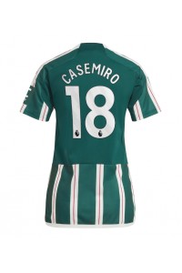 Manchester United Casemiro #18 Voetbaltruitje Uit tenue Dames 2023-24 Korte Mouw